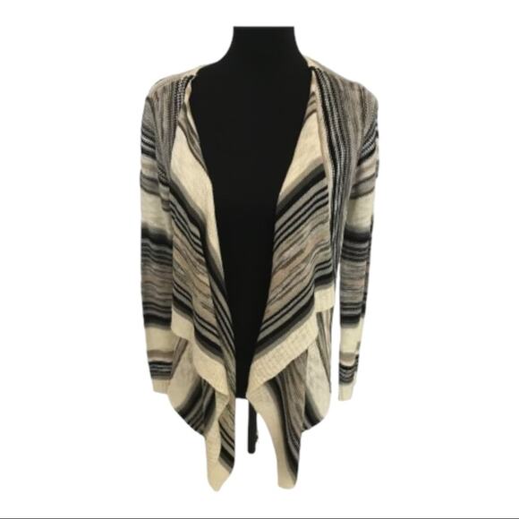 New ~  RED CAMEL ~ Asymmetric Striped Cardigan ~ Earth tones ~Oversized XS - Picture 1 of 6